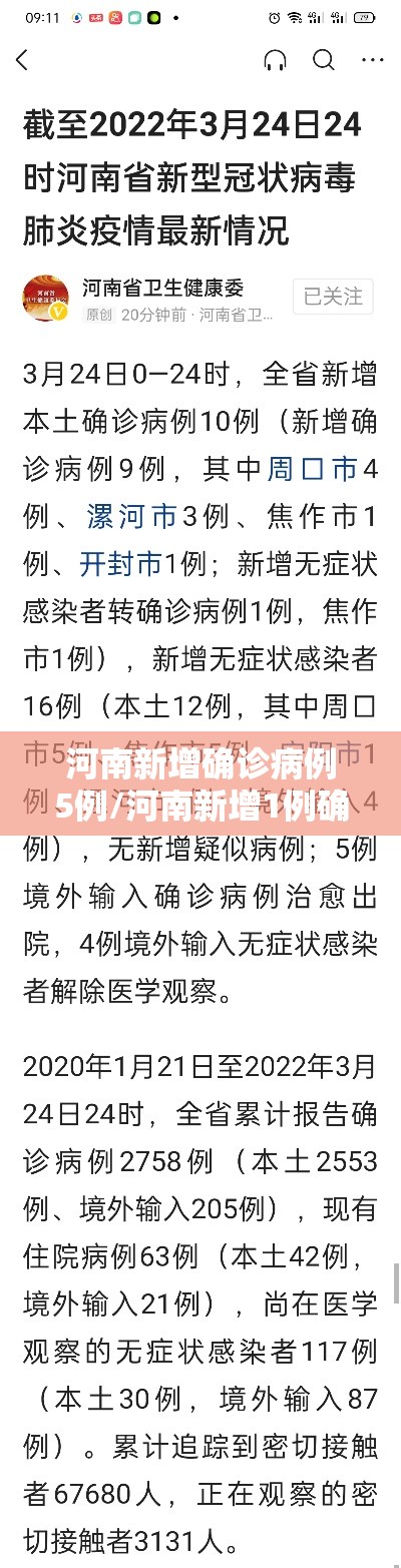 河南新增确诊病例5例/河南新增1例确诊病例情况通报