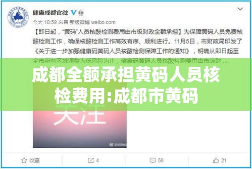 成都全额承担黄码人员核检费用:成都市黄码