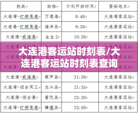 大连港客运站时刻表/大连港客运站时刻表查询 大连港客运站时刻表/大连港客运站时刻表查询