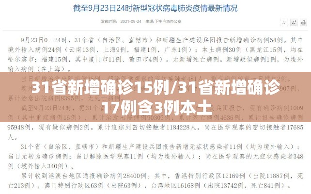 31省新增确诊15例/31省新增确诊17例含3例本土