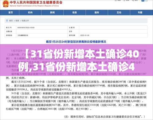 【31省份新增本土确诊40例,31省份新增本土确诊40例完整】 【31省份新增本土确诊40例,31省份新增本土确诊40例完整】