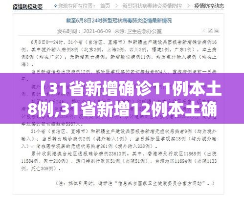【31省新增确诊11例本土8例,31省新增12例本土确诊】