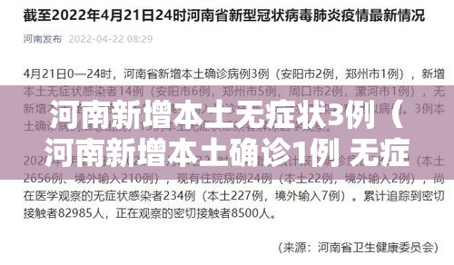 河南新增本土无症状3例（河南新增本土确诊1例 无症状28例）