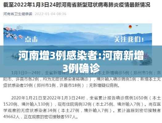 河南增3例感染者:河南新增3例确诊