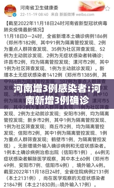 河南增3例感染者:河南新增3例确诊