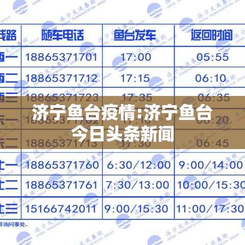 济宁鱼台疫情:济宁鱼台今日头条新闻