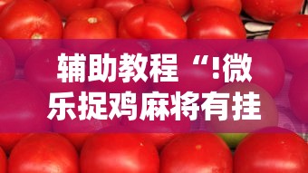 辅助教程“!微乐捉鸡麻将有挂吗？”其实确实有挂