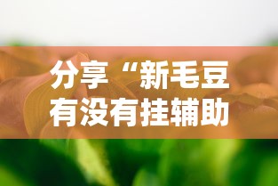 分享“新毛豆有没有挂辅助”确实是有挂的