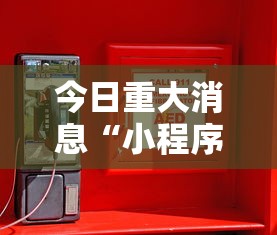 今日重大消息“小程序雀神有没有黑科技”开挂神器