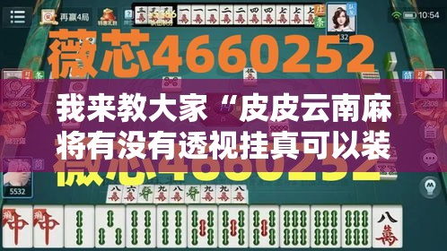 我来教大家“皮皮云南麻将有没有透视挂真可以装挂 我来教大家“皮皮云南麻将有没有透视挂真可以装挂