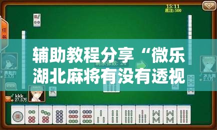 辅助教程分享“微乐湖北麻将有没有透视”分享详细开挂教程