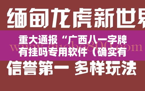 重大通报“广西八一字牌有挂吗专用软件(确实有挂) 重大通报“广西八一字牌有挂吗专用软件(确实有挂)