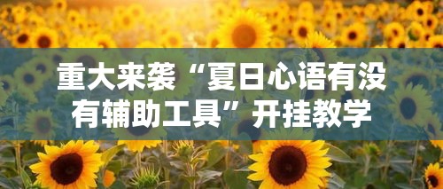 重大来袭“夏日心语有没有辅助工具	”开挂教学