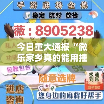 今日重大通报“微乐家乡真的能用挂吗”分享详细开挂教程