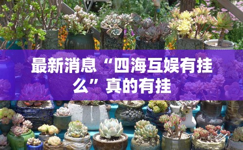 最新消息“四海互娱有挂么	”真的有挂