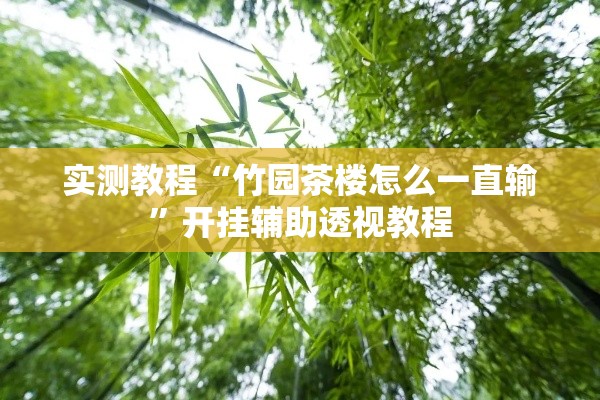 实测教程“竹园茶楼怎么一直输	”开挂辅助透视教程