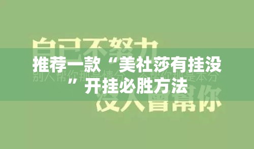 推荐一款“美社莎有挂没”开挂必胜方法