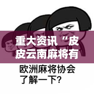 重大资讯“皮皮云南麻将有挂么事实上确实有挂 重大资讯“皮皮云南麻将有挂么事实上确实有挂