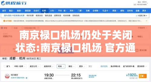 南京禄口机场仍处于关闭状态:南京禄口机场 官方通告