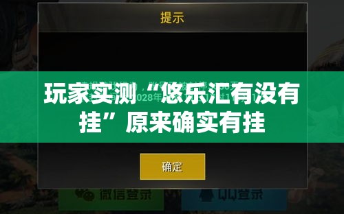 玩家实测“悠乐汇有没有挂”原来确实有挂