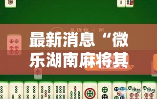 最新消息“微乐湖南麻将其实可以开挂”详细开挂方法