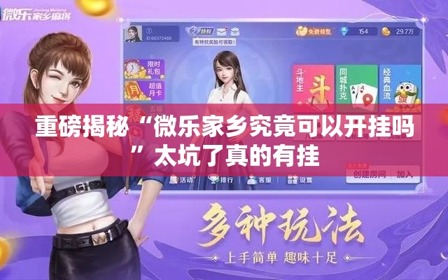 重磅揭秘“微乐家乡究竟可以开挂吗”太坑了真的有挂