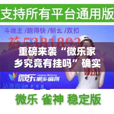 重磅来袭“微乐家乡究竟有挂吗”确实可以开挂