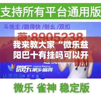 我来教大家“微乐益阳巴十有挂吗可以开挂吗”详细辅助