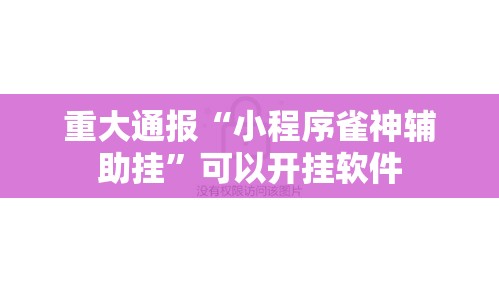 重大通报“小程序雀神辅助挂	”可以开挂软件