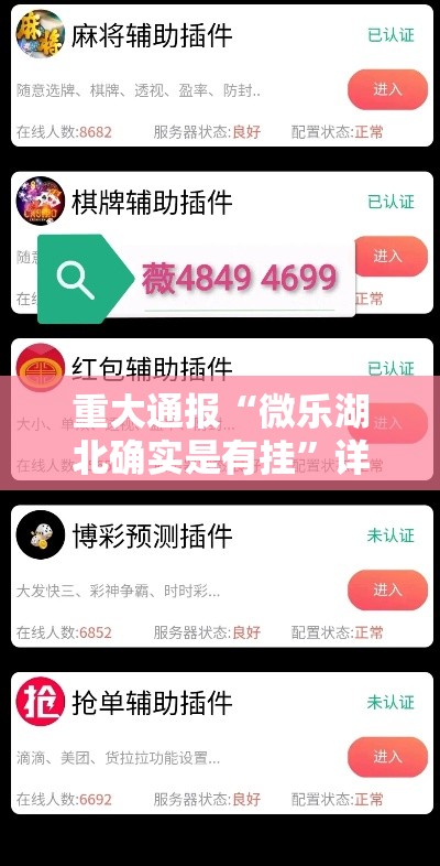 重大通报“微乐湖北确实是有挂”详细辅助