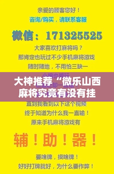 大神推荐“微乐山西麻将究竟有没有挂”确实是有挂的