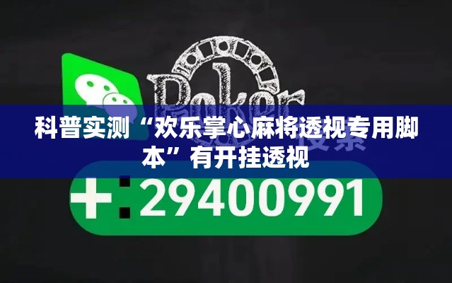 科普实测“欢乐掌心麻将透视专用脚本	”有开挂透视