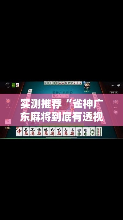 实测推荐“雀神广东麻将到底有透视吗 事实上确实有挂