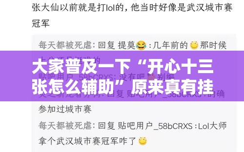 大家普及一下“开心十三张怎么辅助”原来真有挂