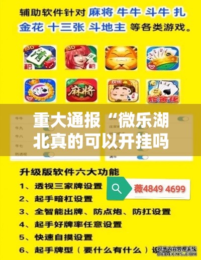 重大通报“微乐湖北真的可以开挂吗”玩家必备神器