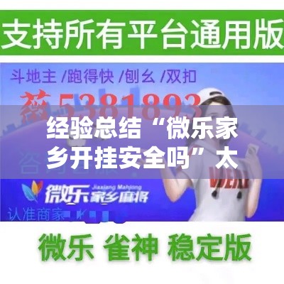 经验总结“微乐家乡开挂安全吗”太坑了原来有挂