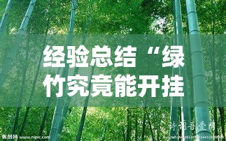 经验总结“绿竹究竟能开挂挂吗”其实是有挂