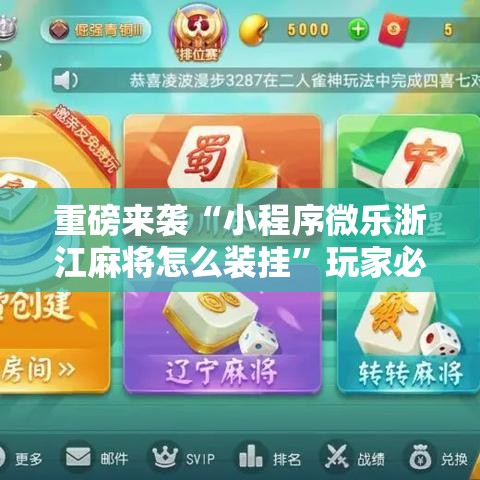 重磅来袭“小程序微乐浙江麻将怎么装挂”玩家必备神器