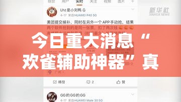 今日重大消息“欢雀辅助神器”真的有挂