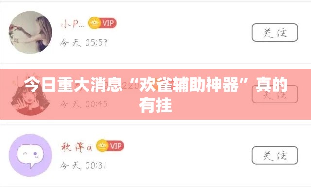 今日重大消息“欢雀辅助神器”真的有挂