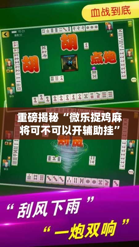 重磅揭秘“微乐捉鸡麻将可不可以开辅助挂	”太坑了原来有挂