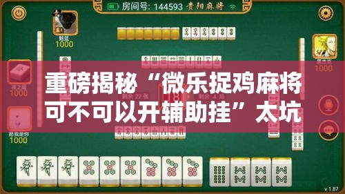 重磅揭秘“微乐捉鸡麻将可不可以开辅助挂”太坑了原来有挂