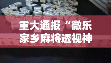 重大通报“微乐家乡麻将透视神器下载”详细开挂方法