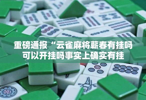 重磅通报“云雀麻将蕲春有挂吗可以开挂吗事实上确实有挂