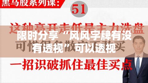 限时分享“风风字牌有没有透视	”可以透视