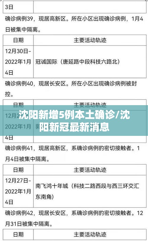 沈阳新增5例本土确诊/沈阳新冠最新消息 沈阳新增5例本土确诊/沈阳新冠最新消息