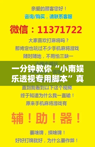 一分钟教你“小南娱乐透视专用脚本”真可以装挂