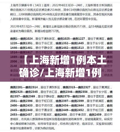 【上海新增1例本土确诊/上海新增1例本土确诊19例无症状】