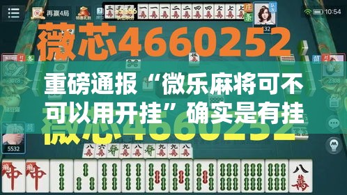 重磅通报“微乐麻将可不可以用开挂”确实是有挂的