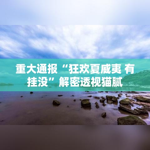 重大通报“狂欢夏威夷 有挂没”解密透视猫腻